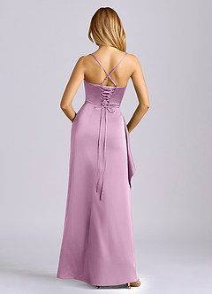 Azazie Sarai Bridesmaid Dresses Wisteria Sheath Corset Stretch Satin Dress image5