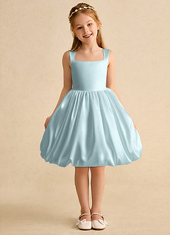 Azazie Nirvana Robe Demoiselle D'honneur Fillette Robe Princesse en Mat Satiné Rayé Brume image2