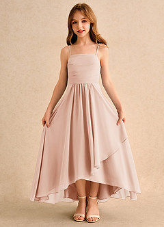Azazie Twilight Dance Junior Formal Robe Demoiselle D'honneur Fillette Robe Trapèze en Mousseline de soie Plissée Rose Perle image6