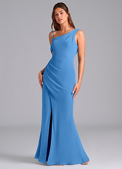 Azazie Madelyn Suknie dla druhen Syrena Jedno ramię Szyfon Do ziemi Sukienka image5