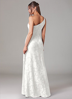 Azazie Ellianna Bridesmaid Dresses White A-Line One Shoulder Floral Burnout Dress image4