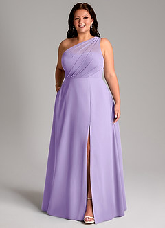 Azazie Phaedra Jurken voor bruidsmeisjes Jurk van Chiffon met A-Lijn One-Shoulder Lila image4