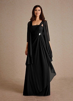Azazie Clinton Mother of the Bride Dresses Black A-Line Pleated Mesh Dress image5