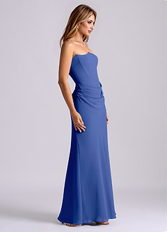 Azazie Debby Bridesmaid Dresses Royal Blue Mermaid Strapless Chiffon Dress image5