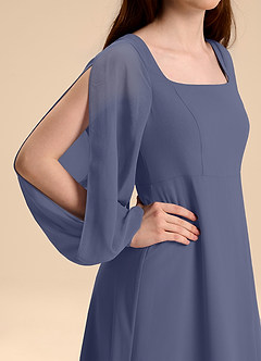 Azazie Bondi Junior Abito A-Line in Chiffon Blusa Stormy image8