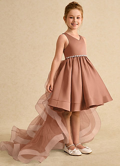 Azazie Julietta Blumenmädchenkleider Ballkleid Cabrio Tüll Kleid Bronzer image3