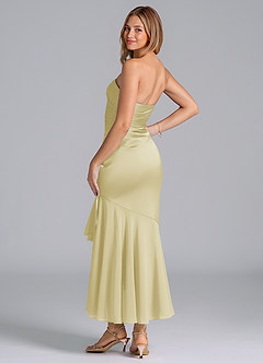 Azazie Danie Final Sale Lemon Sorbet Sheath Strapless Chiffon Dress image2
