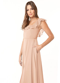 Azazie Jinny Bridesmaid Dresses English Rose A-Line Square Neckline Ruched Chiffon Dress image9