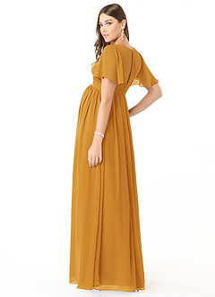 Azazie Verna Maternity Bridesmaid Dresses A-Line V-Neck Ruched Chiffon Floor-Length Dress image4
