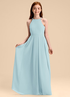 Azazie Arianthe Junior Abito A-Line in Chiffon Plissettato Sea Glass image3