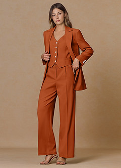 front Rowan Burnt Orange Refined Weave Performance 2-Piece Suit