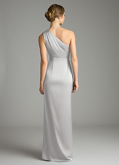 Azazie Emorie Brautjungfernkleider Etui One-Shoulder Stretch-Satin Kleid Silber image6