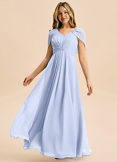 Azazie Emma Junior Robe Trapèze en Mousseline de soie Plissée Eis image4