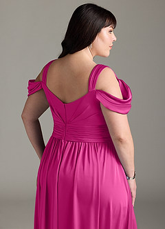 Azazie Lianne Brautjungfernkleider A-Linie Schulterfrei Stretch-Satin Kleid Fuchsia image15