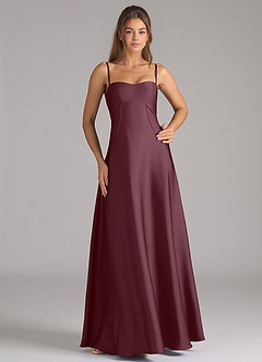 Azazie Valentine Suknie dla druhen Linia A Gorset Satyna elastyczna Do ziemi Sukienka image3