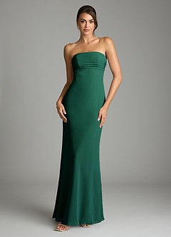 Azazie Saylor Brudtärnklänningar Klä av Sjöjungfru i Chiffong Axelbandslös Smaragdgrön image3