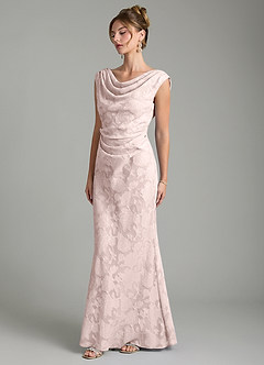 Azazie Kieryn Bridesmaid Dresses Blushing Pink Mermaid Pleated Floral Burnout Dress image3