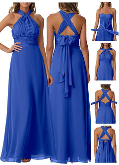 Azazie Fifi Jurken voor bruidsmeisjes Converteerbaar Jurk van Chiffon met A-Lijn Strapless Koningsblauw image9