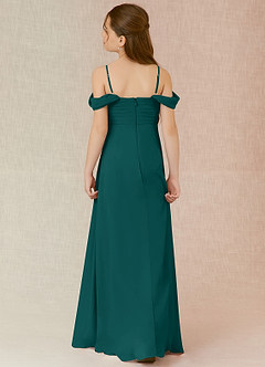 Azazie Kaitlynn Junior Abito A-Line in Chiffon a Spalla Scoperta Verde Pavone image2