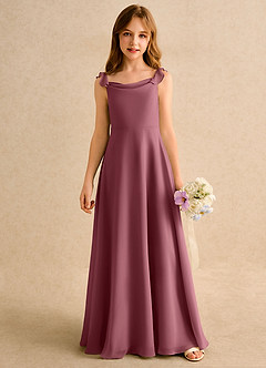 Azazie Puppy Girls Formal Flower Girl Dresses Desert Rose A-Line Pleated Chiffon Dress image5