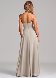 Azazie Elle Robes de demoiselle d'honneur Robe Trapèze en Mousseline de soie Plissée Givre image7