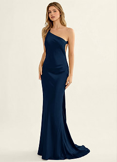 Persephone Navy Satin Prom Dress image3