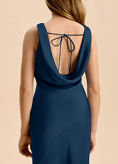 Azazie Rylina Junior Meerjungfrau-Linie Stretch-Satin Kleid Dunkelmarine image7