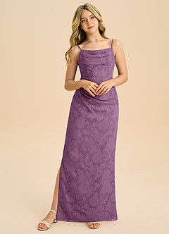 Azazie Mai Junior Wisteria Sheath Pleated Floral Burnout Dress image5