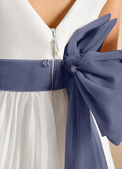Azazie Margot Abiti da Ragazza di Fiori Abito A-Line in Chiffon Plissettato Avorio Storm Blu image9