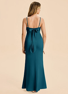 Azazie Mia Junior Robe Sirène en Satin extensible Plissé Bleu Encre image2