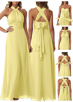 Azazie Fifi Bridesmaid Dresses Lemon Sorbet A-Line Strapless Chiffon Convertible Dress image9