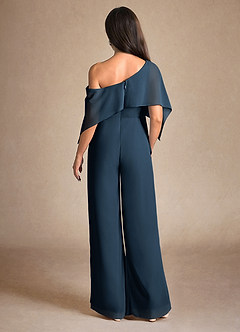 Azazie Halima Abiti per la Madre della Sposa Abito Tuta Pantaloni in Chiffon Spacco laterale Marino Scuro image3