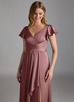 Azazie Omari Bridesmaid Dresses Vintage Mauve A-Line Stretch Satin Dress image4