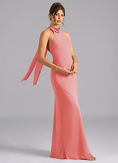 Azazie Velli Bridesmaid Dresses Coral Mermaid Bow Chiffon Dress image3