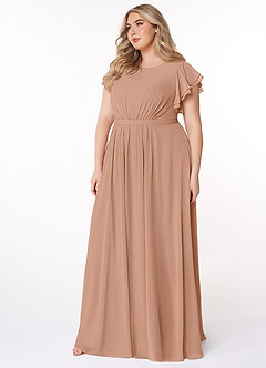 Azazie Daphne Bescheidene Brautjungfernkleider A-Linie Gekräuselt Chiffon Bodenlänge Kleid image8