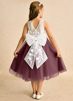 Azazie Lina Flower Girl Dresses Ivory Sangria Ball-Gown Lace Dress image1