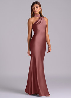 Azazie Seona Robes de demoiselle d'honneur Robe Sirène en Satin extensible Une épaule Améthyste image5