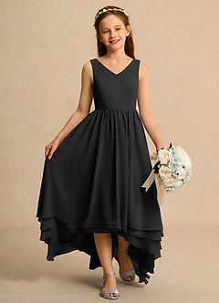 Azazie Kitten Girl vestidos de niña de las flores Vestido de Negro de Gasa de Corte En A image4