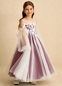 Azazie Zimi Flower Girl Dresses Burgundy Ball-Gown Sweetheart Neckline Tulle Dress image6