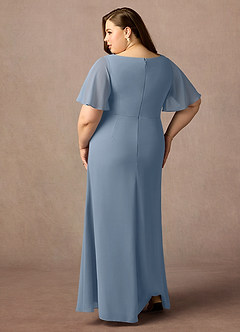 Azazie Rain Mother of the Bride Dresses Dusty Blue Sheath Beaded Chiffon Dress image7