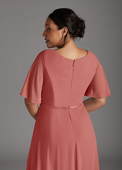 Azazie Tricia Mother of the Bride Dresses Antique Rose A-Line V-Neck Pleated Chiffon Dress image12