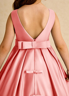 Azazie Mapel Blumenmädchenkleider Ballkleid Plissee Matte Satin Kleid Koralle image7