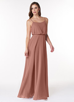 Azazie Lupe Bridesmaid Dresses Cedar Rose A-Line Scoop Blouson Chiffon Dress image4