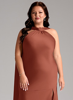 Azazie Kinsley Bridesmaid Dresses Auburn Mermaid Side Slit Stretch Satin Dress image13