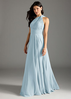 Azazie Charlize Bridesmaid Dresses Sky Blue A-Line One Shoulder Chiffon Dress image4