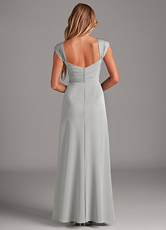 Azazie Laila Bridesmaid Dresses Silver A-Line Pleated Stretch Satin Dress image2