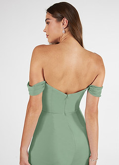 Azazie Kit Bridesmaid Dresses Matcha Mermaid Off the Shoulder Mesh Dress image7