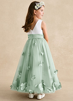 Azazie Vi Flower Girl Dresses Agave A-Line Sleeveless Tulle Dress image4