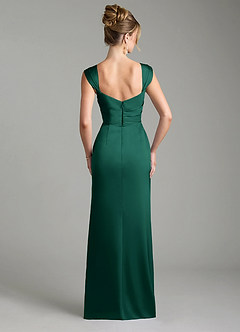 Azazie Filippa Bridesmaid Dresses Emerald A-Line Pleated Stretch Satin Dress image2
