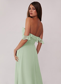 Barbie ♥ Azazie Jurken voor bruidsmeisjes Converteerbaar Jurk van Chiffon met A-Lijn Off the Shoulder Stoffige Salie image12
